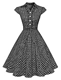 Wedtrend Vestido Vintage Escote V 1950s Cóctel Rockabilly Mujer Vestido Fiesta WTP10007BlackWhiteDotM