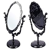 Negro Vintage Royal espejo de maquillaje giratorio espejo gótico con mariposa Rose y Vines decoración herramienta cosmética