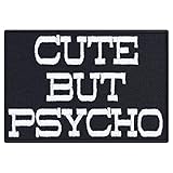 Parches ropa termoadhesivos: 'Cute but psycho' Parche punk para planchar. Emblema de heavy metal. para rockeros. Aplicación para chaquetas/chalecos/jeans/abrigos. Tamaño: 80x55 mm