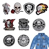 GUOYOU 9 Piezas Parches Costura Ropa Parches Calaveras para Ropa Parches Ropa Termoadhesivos Esqueleto Parche Termoadhesivo Calavera Parches Apliques Bordados para Mochilas Jeans Camiseta