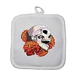 Mygoodprice manopla Guante de Cocina Calavera Flower