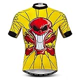 Camiseta de ciclismo para hombre, manga corta, para bicicleta de montaña, MTB, bolsillo con cremallera, reflectante, calavera, a1, Large