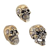 FINGERINSPIRE 3 Estilos Cráneo Cuchillo Cordón Cuenta Latón Cuchillo Cuenta Plata y Oro Calavera Cordón Cuenta DIY EDC Cuchillo Cuentas Cráneo Paracaídas Cuerda Cuentas para Cuchillo Clave Joyería