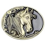 susiodeu Hebilla de cinturón con Cabeza de Caballo y Calavera para Hombre, cinturón de aleación de Zinc con Cabezas de Animales Vintage 3D, fácil de Instalar y reemplazar, Bronce