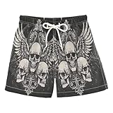 Traje de baño para niños, antirozaduras, 2 T, calaveras con alas en color negro, Calaveras con alas en negro, 5T