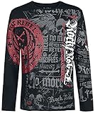 Rock Rebel by EMP Hombre Camiseta Negra de Manga Larga con Estampado All-Over L