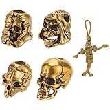 NBEADS 4 Pieza 4 Estilos Cuentas de Latón, Cuentas de Cordón de Calavera, Cuerda de Latón, Cuentas Europeas para Fabricación de Cuerda Trenzada EDC, Llavero con Hebilla Colgante