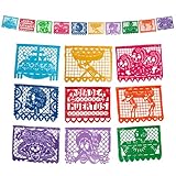 FANMEX Fantastik - Auténtico Papel picado Mexicano - Modelo Calaveras 5 Metros - Decoración día de Muertos (Plástico)