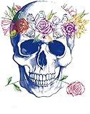 ANNIUP Parches Garland Calavera Flor Elegante Lentejuelas Parches para Ropa Chaqueta Camiseta Transferencia Térmica Puede Lavado 26X24cm