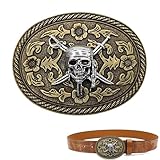 CHENNAN Hebilla de cinturón de calavera 3D para hombres y mujeres, Hebilla para cinturón rectangular con forma de calavera, Delicada accesorios de cintura para Cinturones de 3,8 a 4 cm de Ancho (E)