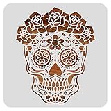 BENECREAT Plantillas de arte de 30 x 30 cm, diseño de calavera de azúcar de México, plantilla reutilizable para proyectos de bricolaje, pintura, dibujo, manualidades
