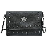 Ro Rox Mujeres Tachonado Cráneo Bolso Bandolera Punk Gótico Tachuelas PU Bolso (Arabella - Calavera y Tibias Cruzadas)