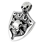 Monster Piercing tribal de acero inoxidable, diseño de calavera con escudo de calavera