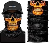 ShopINess Pañuelo Bandana Braga Cuello Tubular Calavera Multifunción Unisex Adulto para Moto Deporte Fiestas Halloween y Carnaval Calavera (Fuego)