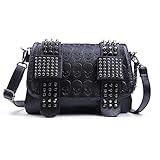 EVEOUT Bolso Bandolera Estampado de Calaveras Punk para Mujer Bolso de Hombro de Calavera Gótica de Cuero con Cadena/Cartera Larga para Mujer Modelo