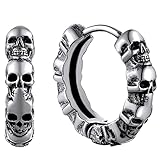 ChainsHouse Pendientes Calaveras Pirata Gotico, Brincos Cartilagos Craneos Piercing Lobulo Halloween, Platino