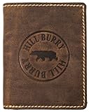 Hill Burry Cartera de Cuero para Hombre | Billetera - Monedero de Cuero Genuino de Búfalo | Hombres - Mujeres Bolsillo Vertical | RFID (marrón)
