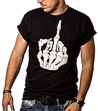 MAKAYA Ropa Gotica Hombre - Camiseta Negra Dedo Joder XXL