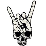 ZEGIN Parche termoadhesivo para la Ropa, diseño de Rock and Roll Cráneo Símbolo de la Mano Signo de Dedo