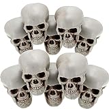 Gejoy Calaveras de Halloween Cabeza de Esqueleto Humano Cabeza de Calavera Calaveras de Esqueleto Realistas para la Decoración de la Mesa de Halloween (10, Mini)