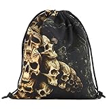 TENDYCOCO bolso con cordón mochila halloween calavera estampado hombro bolsa de almacenamiento cinch bag para hombres mujeres