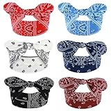 JIEYAO 6 diademas con lazo para mujer, bandanas bohemias con lazo, bandas para el pelo estampadas, lindas diademas de orejas de conejo, accesorios para el cabello de yoga, accesorios para el cabello