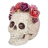 Boland 73089 - Decoración de Calavera con Rosas, Corona de Calavera con Flores, Decoración de Mesa para Halloween y Carnaval, Dia de los Muertos