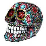 Figura Decorativa De Calavera Colorida Con Diseño Floral Estampado 20 Cm Ideal Para Decoración Día De Los Muertos Estilo Mexicano Artesanal Decoración Del Hogar Festiva Creativa Y Moderna Hecha A Mano