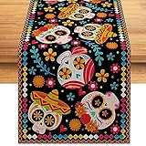 Mesa del Día | Manteles Mexicanos con decoración Calavera azúcar,Suministros para Fiestas temáticas mexicanas, Decoraciones Reutilizables del Altar del Día para decoración