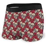 Web--ster Calzoncillos bóxer para Hombre Calaveras gráficas y Flores Rosas Rojas Inspirado en Halloween Modelo gótico Retro