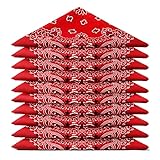 ...KARL LOVEN EL BANDANA - Lote de bandanas 100% Algodon de primera calidad Paisley Panuelo Cabeza Cuello Bufanda - Juego de 10 Rojo (Modello Mandala)
