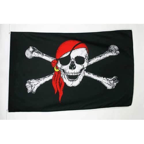 AZ FLAG Bandera Pirata con Bandana Rojo 150x90cm - Bandera con Calavera 90 x 150 cm