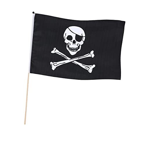 Boland 74163 – Bandera pirata 45 x 30 cm con barra, negro/blanco