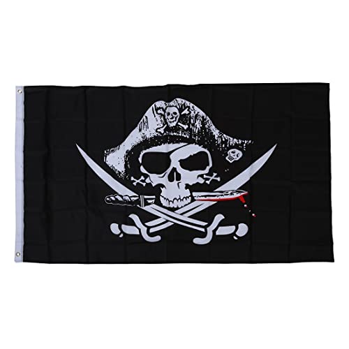 TOOGOO(R) Banderas piratas Caribe craneo cabeza craneo pirata esqueleto saber Jolly roger 150 x 90cm